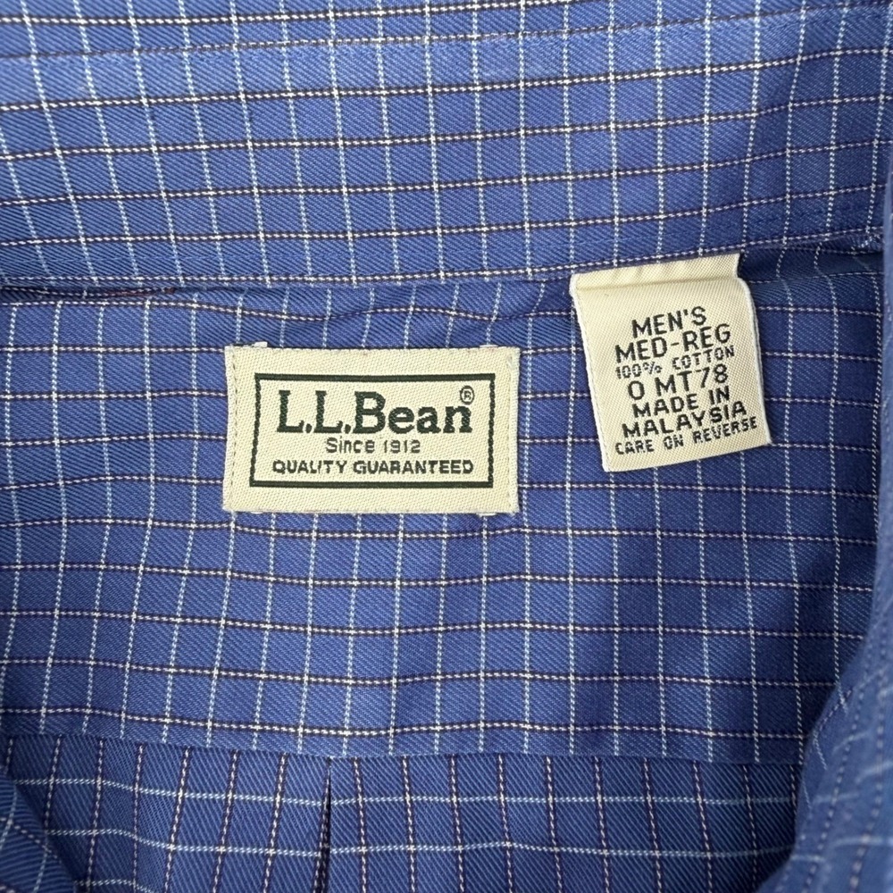 LL Bean Mens 2 Pack Button Down Shirts Medium Red Blue Grid Cotton OMT78 - Picture 3 of 9